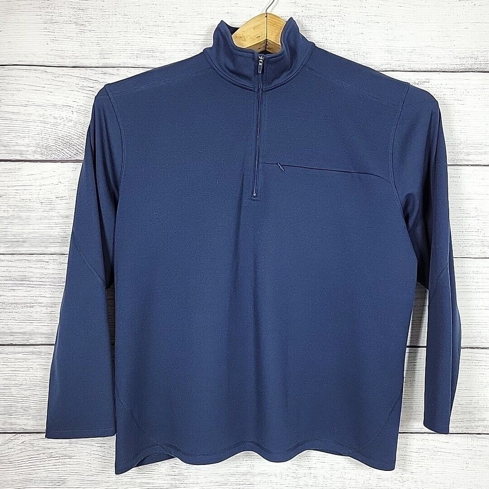 LL Bean Men's Size XL Navy Blue 1/4 Zip Pullover Long Sleeve Shirt Activewear